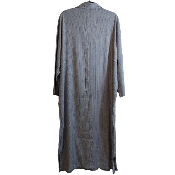 Gray & White Striped Collared Button Down Oversized Maxi Dress Size S - Picture 7 of 7